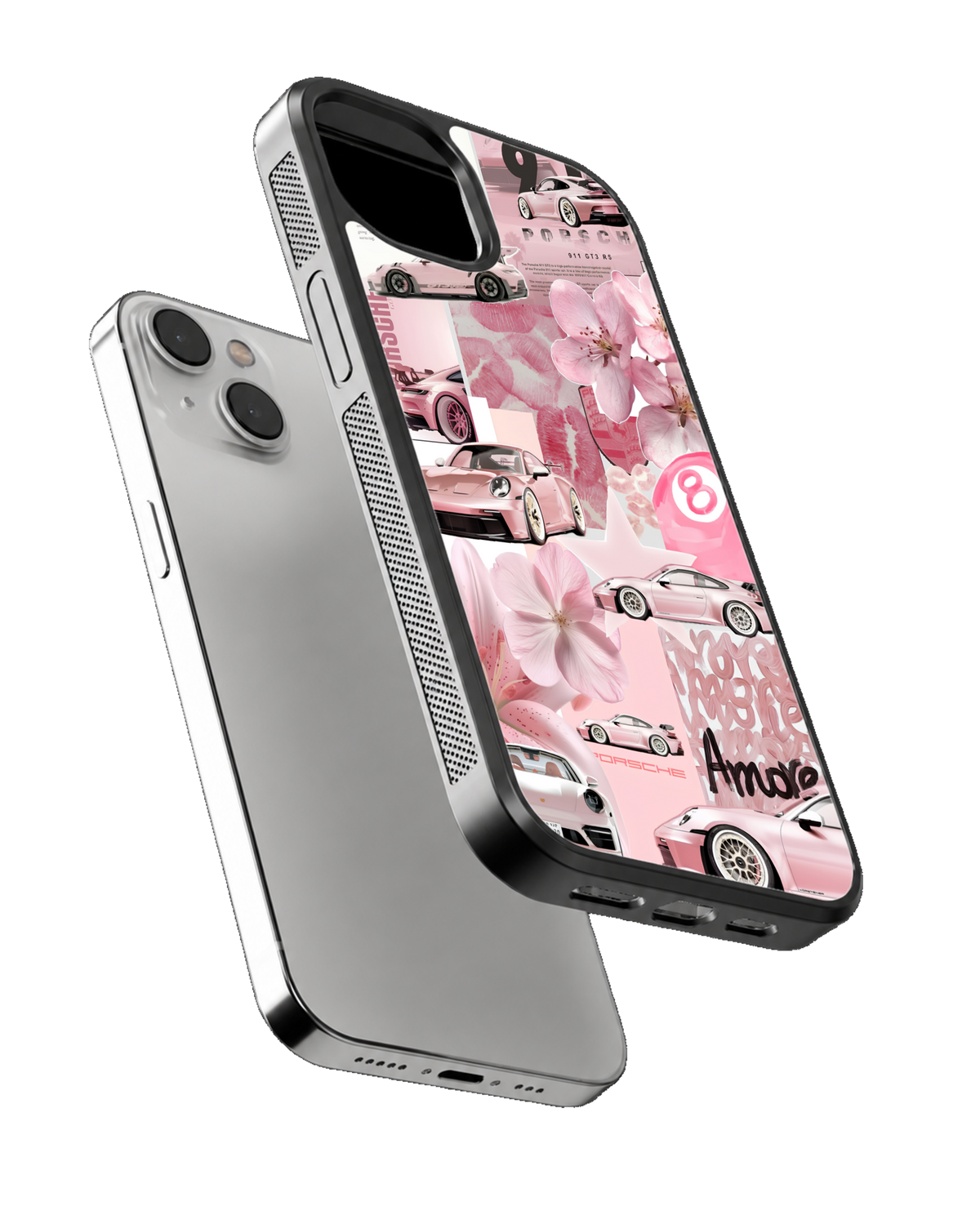 Pink Porsche Aesthetic Premium Glass Phone Covr