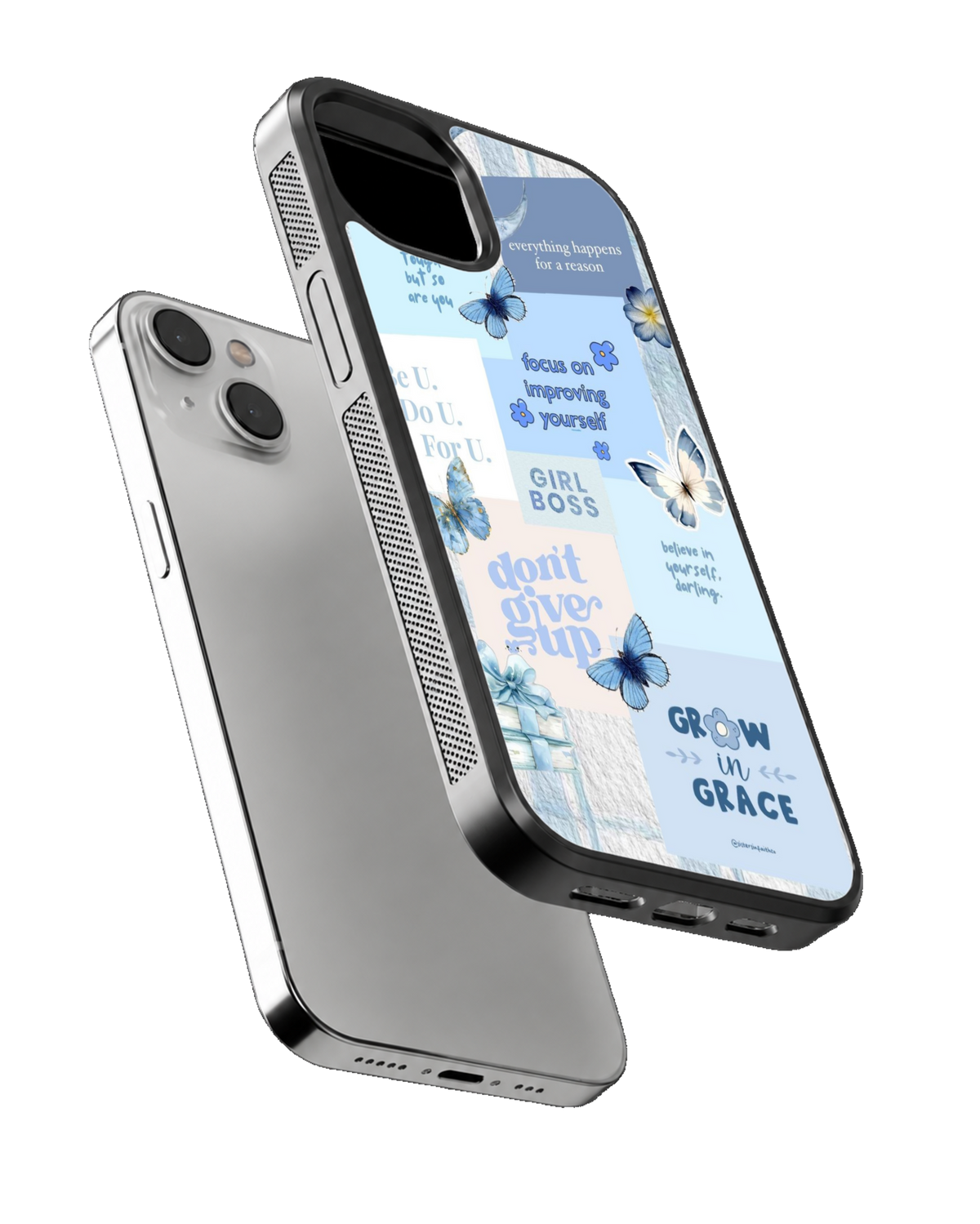 Blue Butterfly Dreams Premium Glass Phone Covr