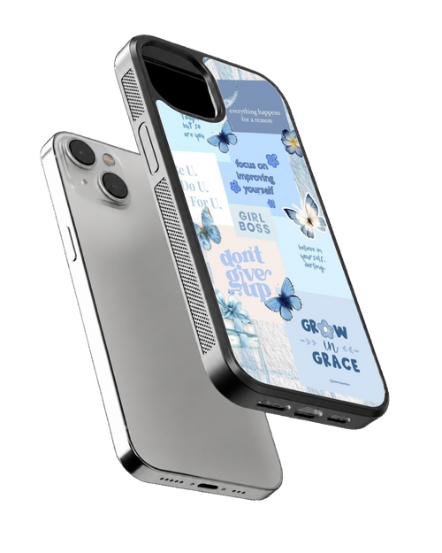 Blue Butterfly Dreams Premium Glass Phone Covr