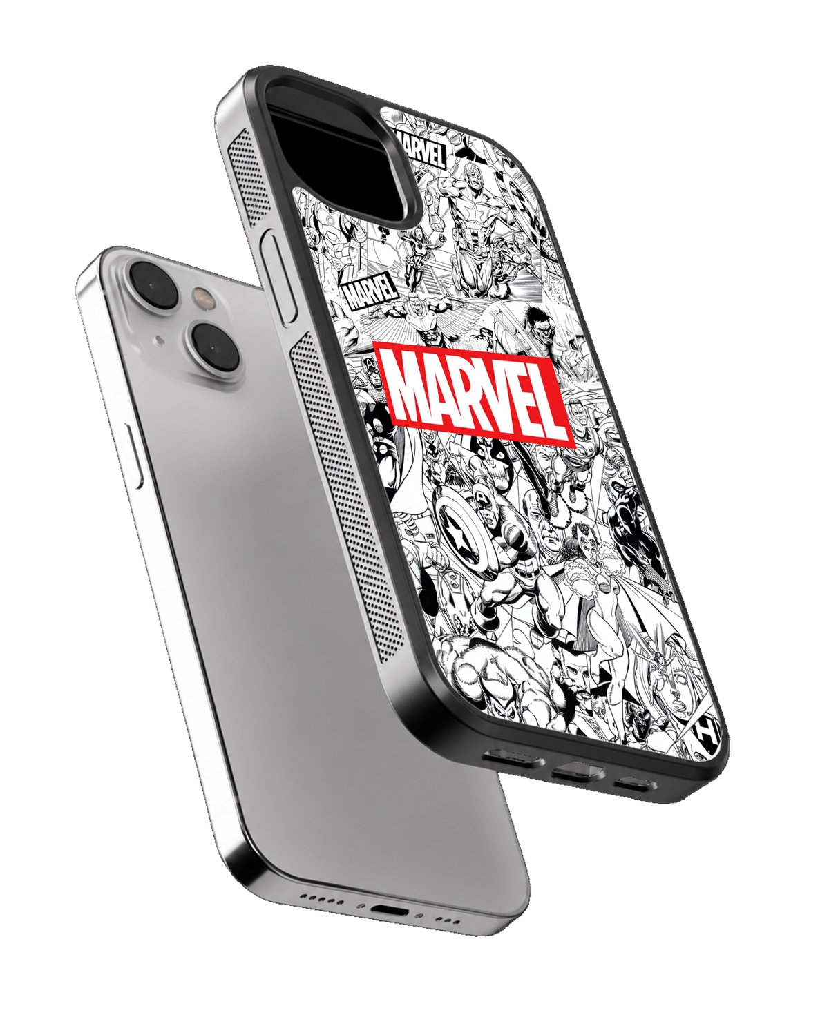 Marvel Comic Black & White Aesthetic Glass Phone Covr