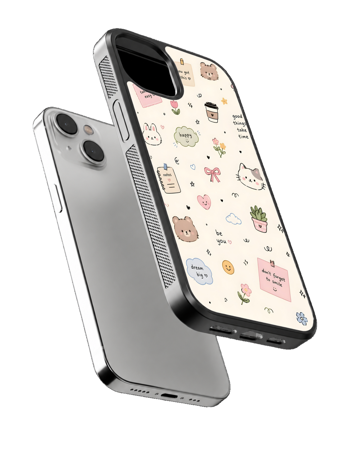 Happy Doodles – Cartoon Premium Glass Phone Covr