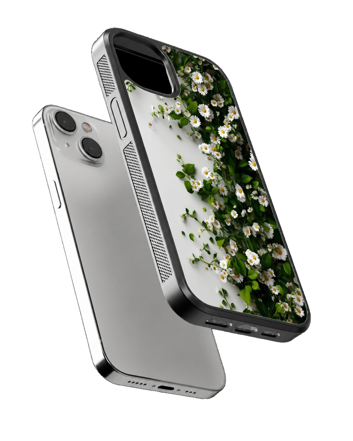 Aesthetic White Flower & Green Botanical Phone Covr