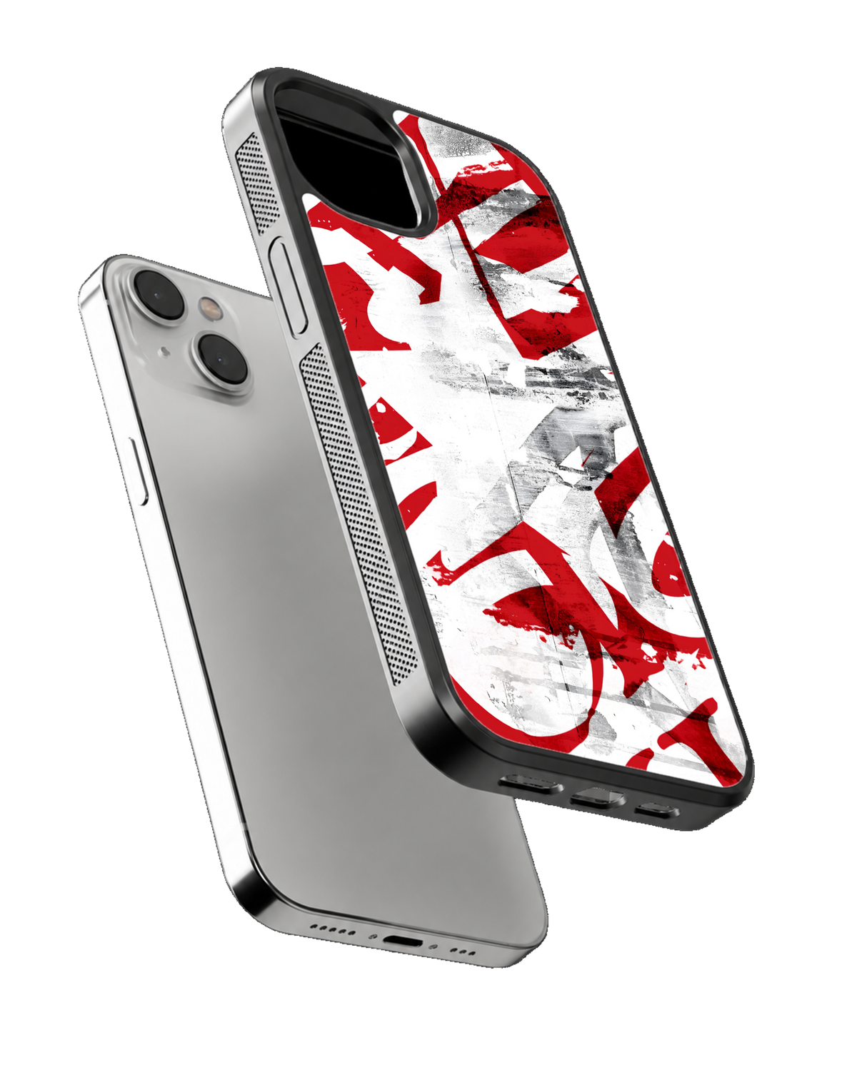 Red White & Black Abstract Graffiti Premium Glass Phone Covr