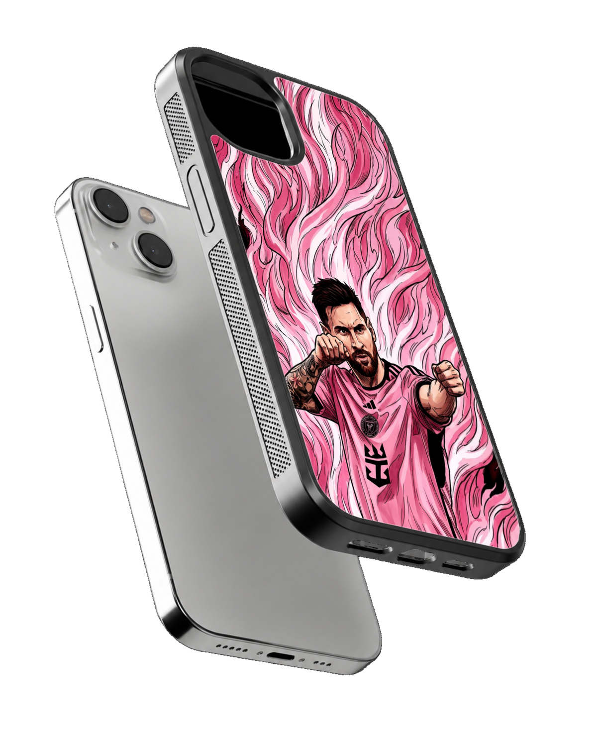 Lionel Messi Inter Miami Pink Jersey Football Anime Art Premium Glass Covr