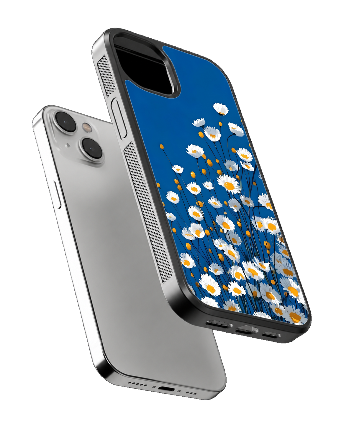 Aesthetic White Flower & Blue Floral Phone Covr