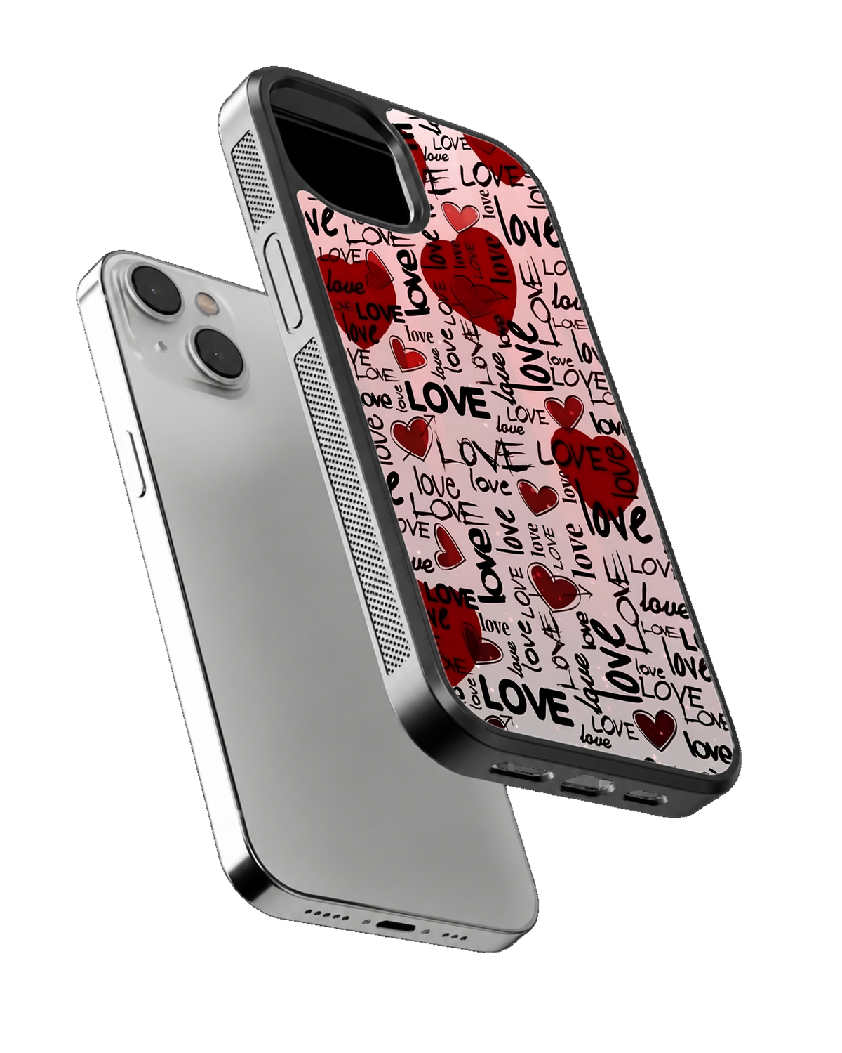 Cute Red Heart & Love Print Aesthetic Phone Covr
