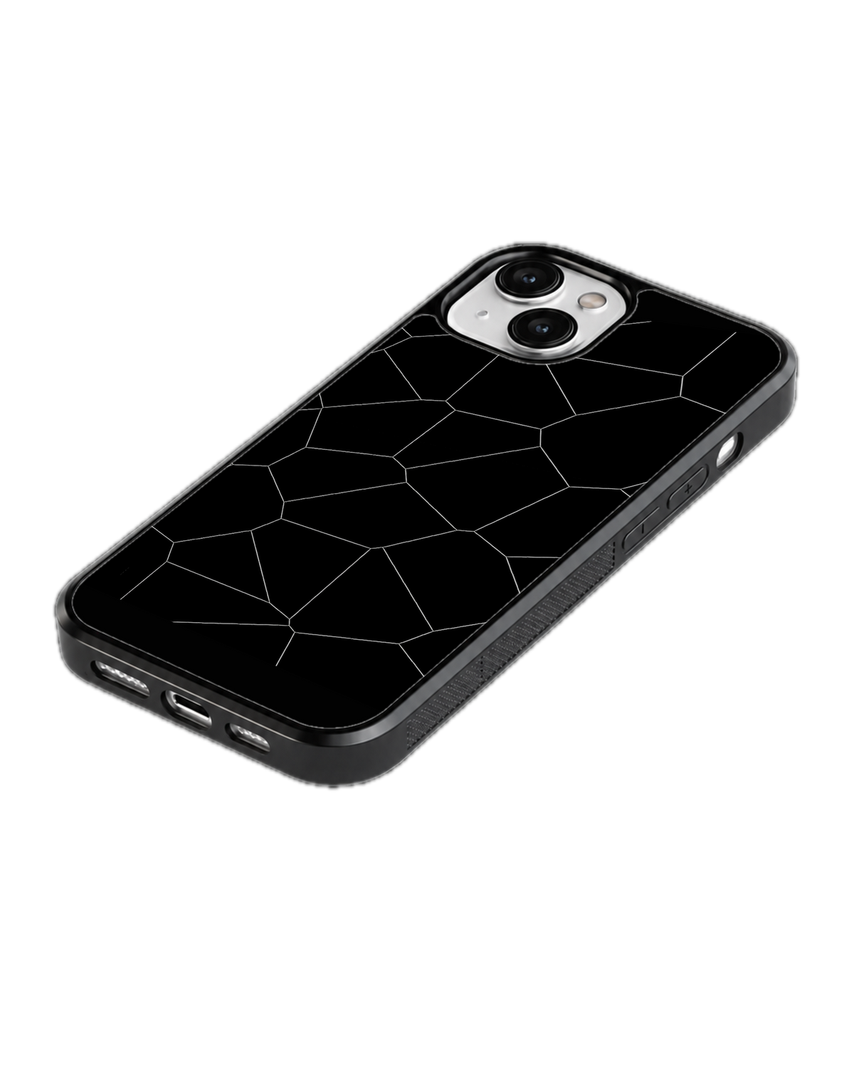Black Geometric Line Pattern Premium Glass Phone Covr