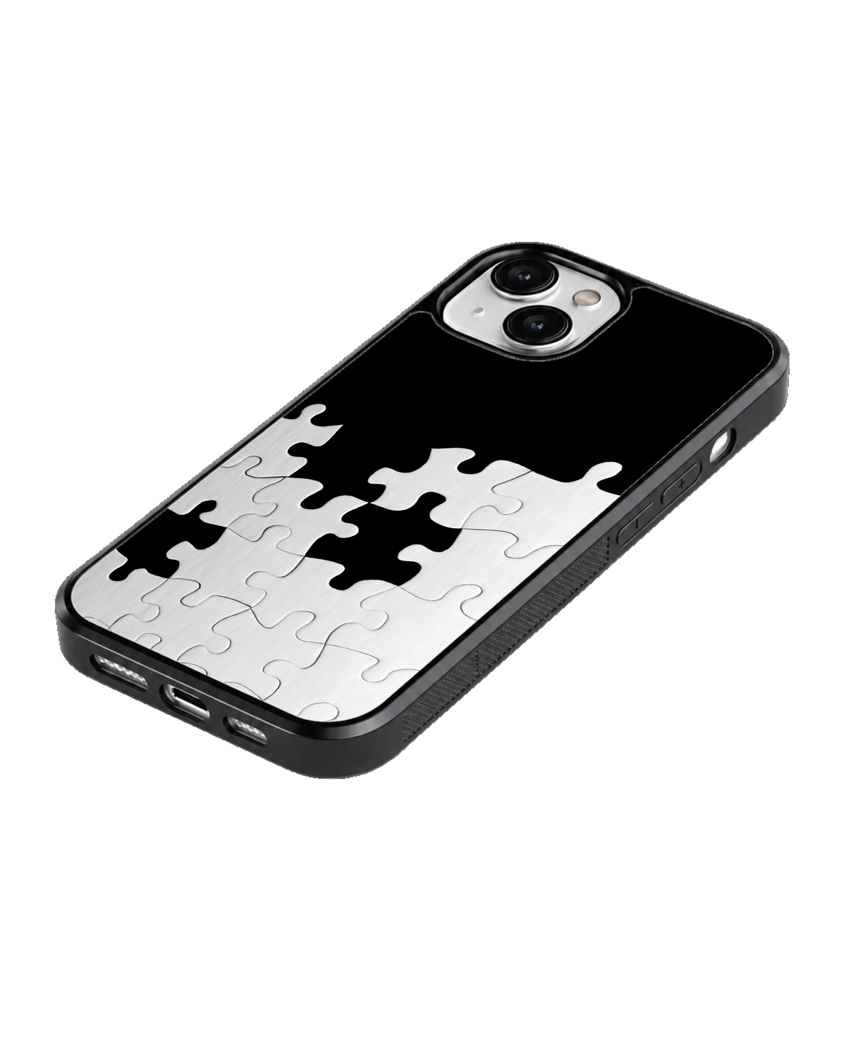 Black & White Puzzle Piece Premium Glass Phone Covr