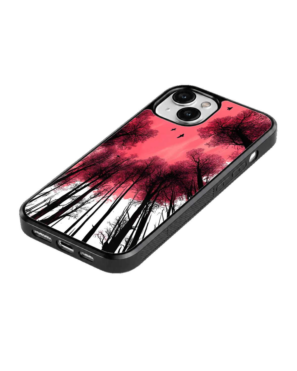 Pink Sunset Forest Silhouette Premium Glass Phone Covr