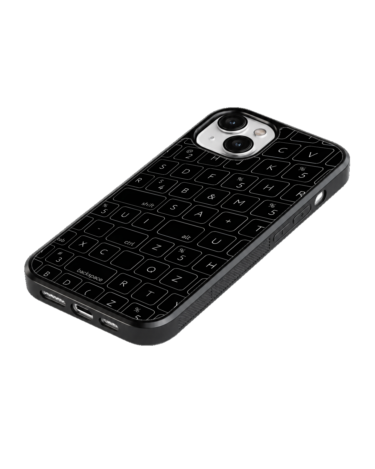 Black Keyboard Pattern Premium Glass Phone Covr