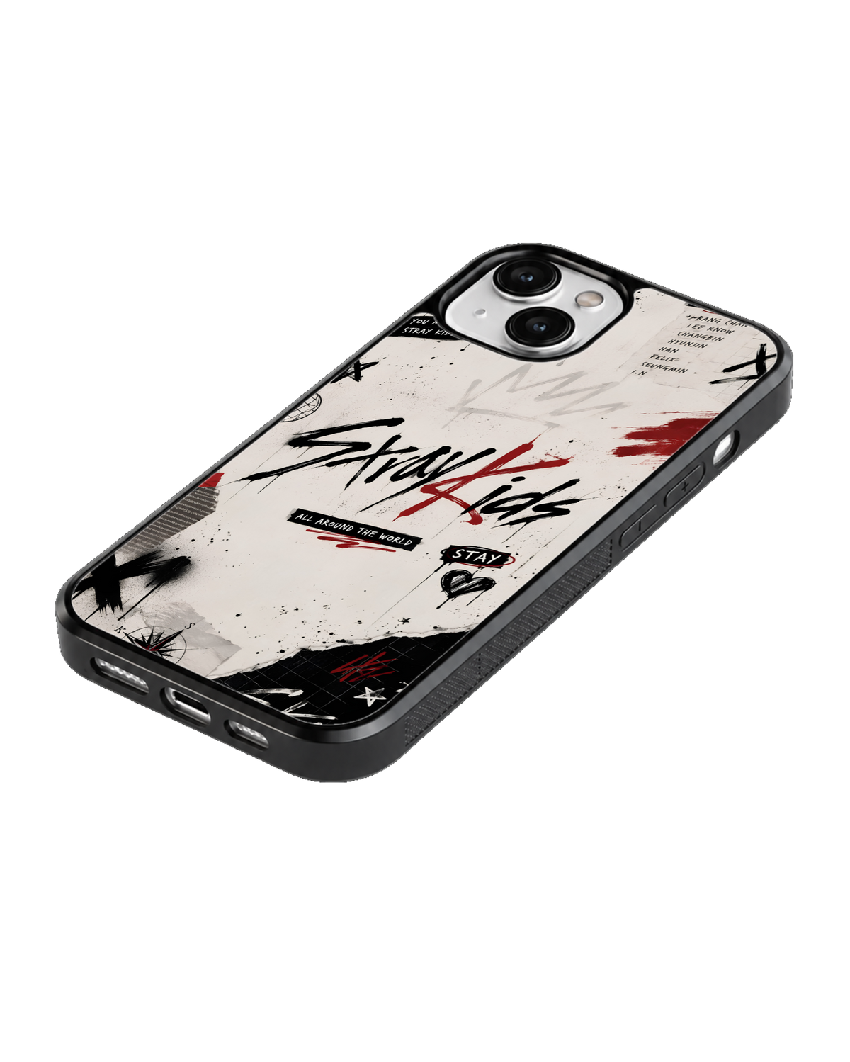 Stray Kids Graffiti Streetwear Black Red Aesthetic Premium Glass Covr