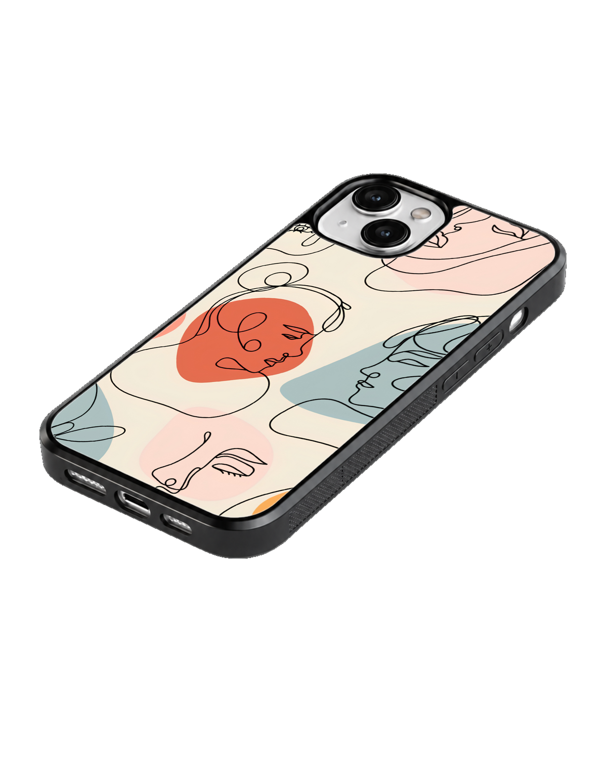 Abstract Line Art Faces Premium Glass Phone Covr