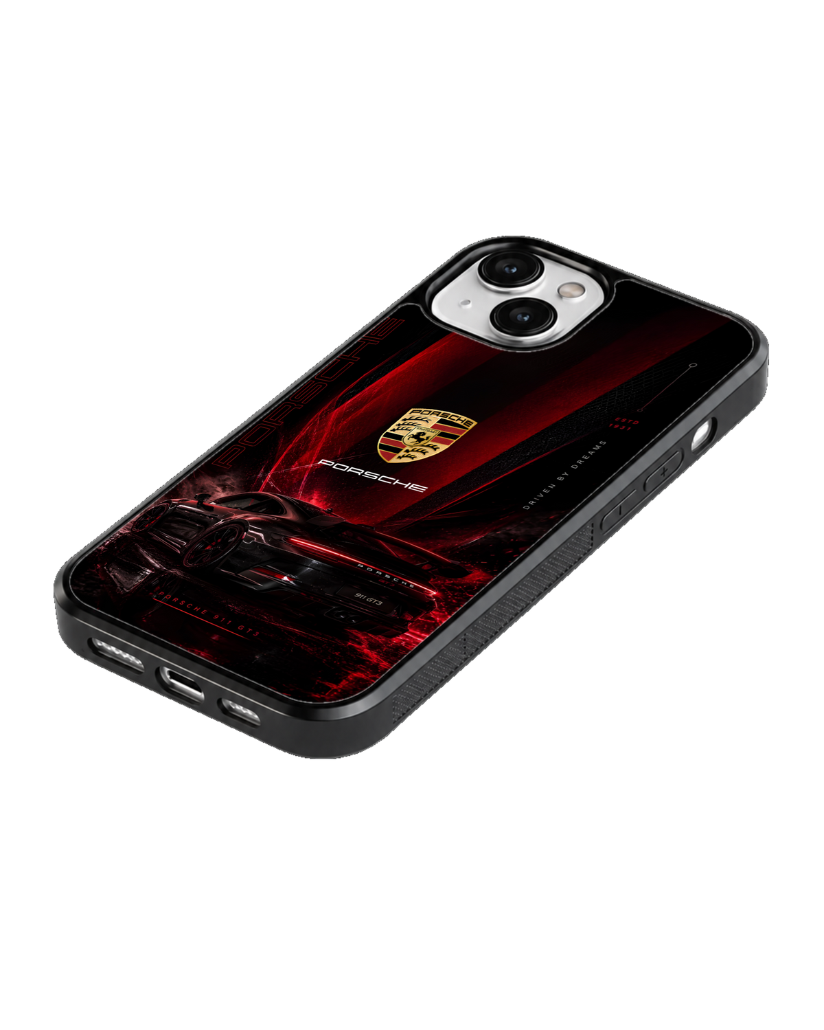 Porsche 911 GT3 Black & Red Luxury Sports Car Premium Glass Phone Covr