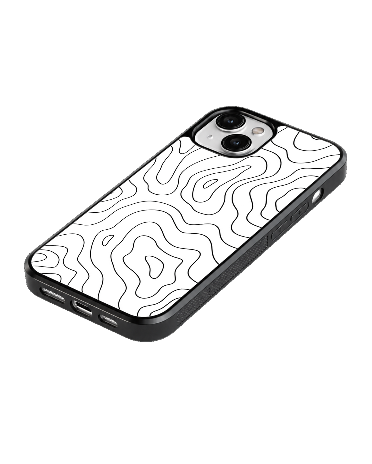 Black & White Topographic Contour Lines Premium Glass Phone Covr