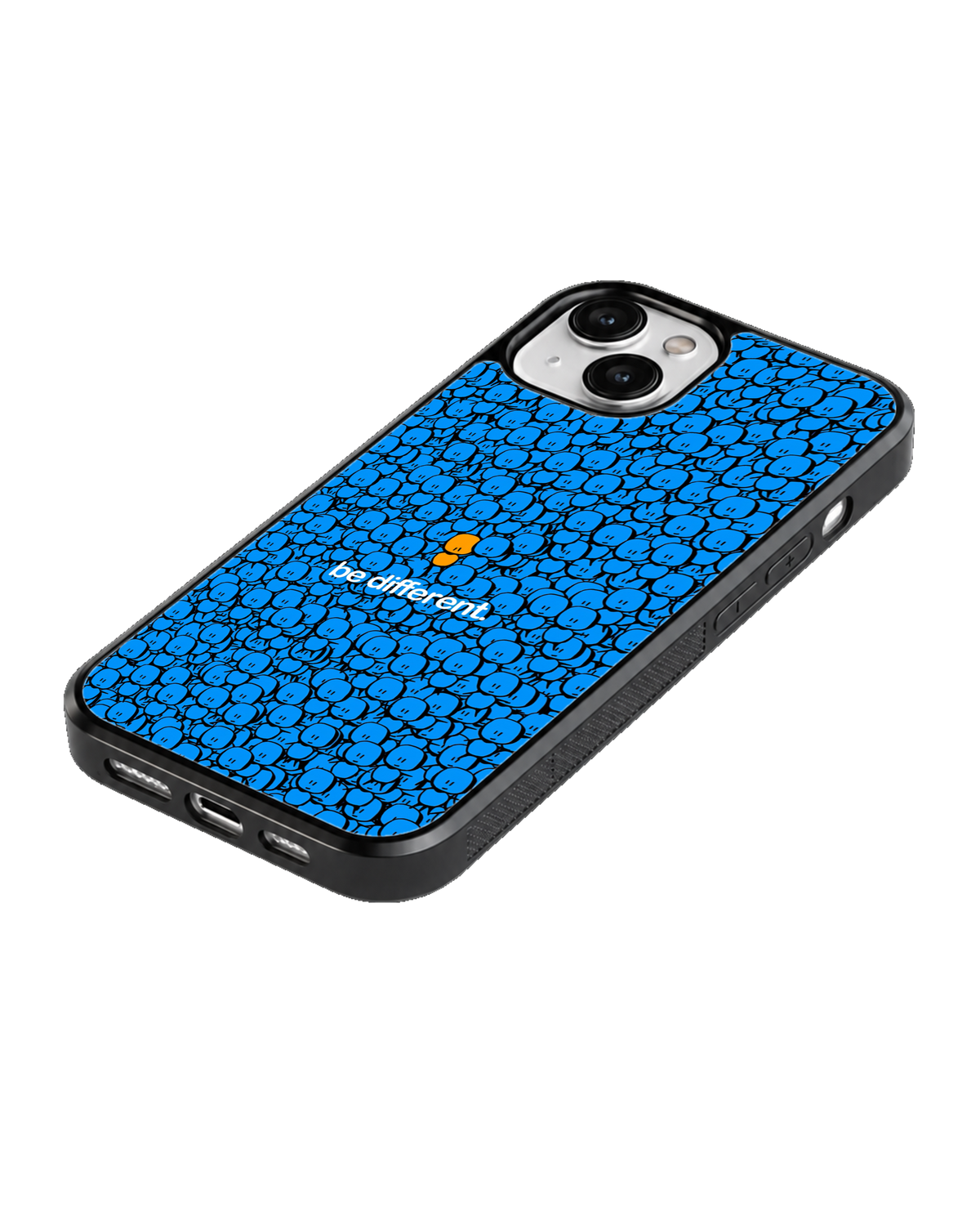 Be Different Blue Smiley Character Premium Glass Phone Covr