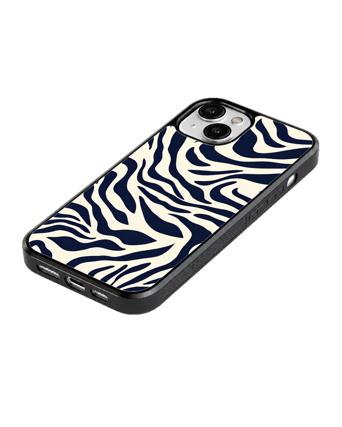 Navy Blue Zebra Print Abstract Animal Pattern Premium Glass Covr