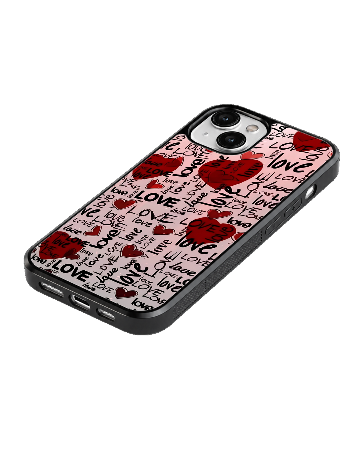 Cute Red Heart & Love Print Aesthetic Phone Covr