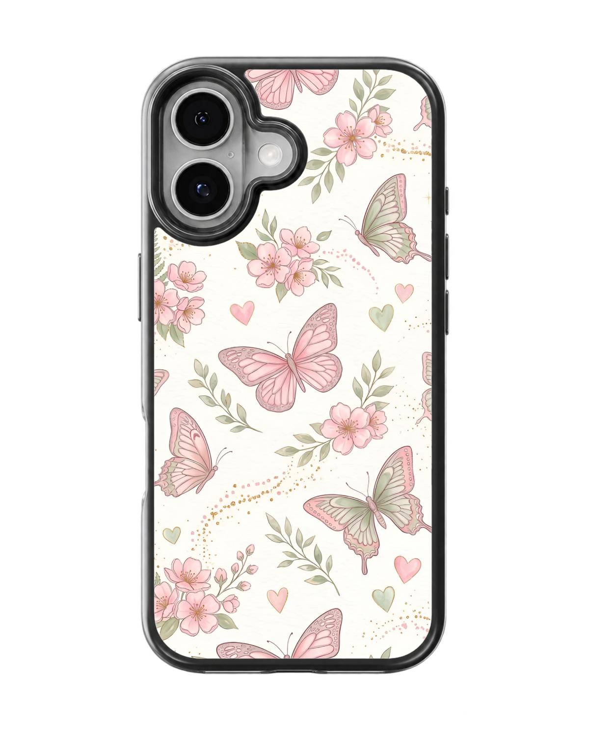 Butterfly Bloom – Pink Butterfly Floral Premium Glass Phone Covr