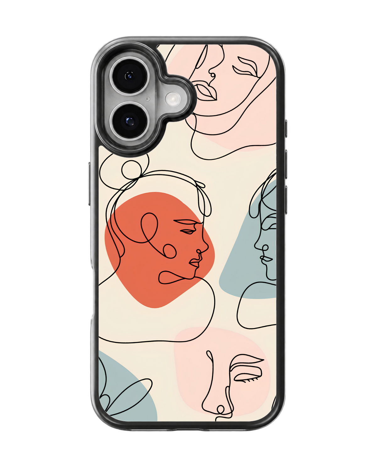 Abstract Line Art Faces Premium Glass Phone Covr