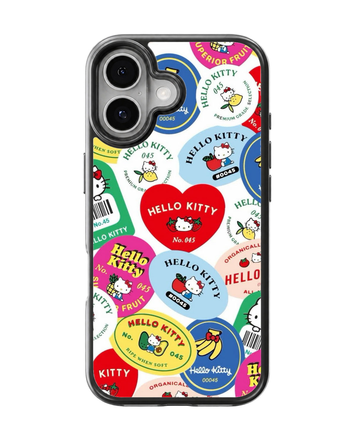 Hello Kitty Colorful Fruit Label Collage Cute Kawaii Premium Glass Covr