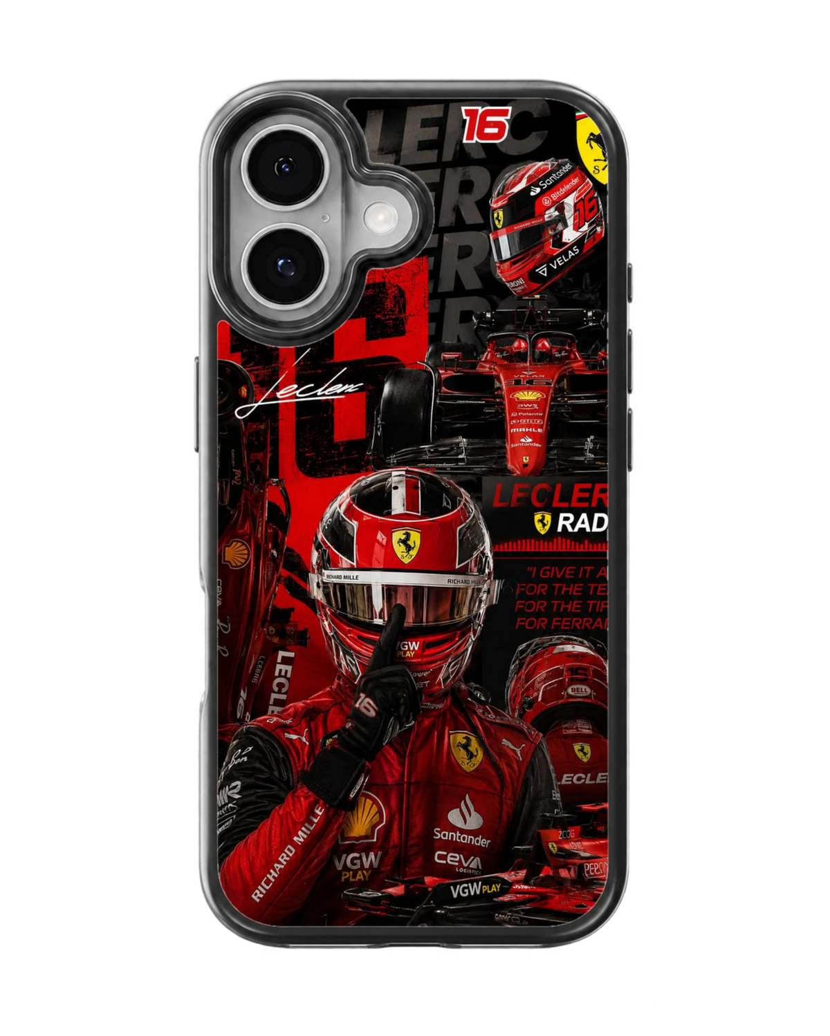 Ferrari F1 #16 Formula 1 Racing Driver Red Motorsport Premium Glass Covr