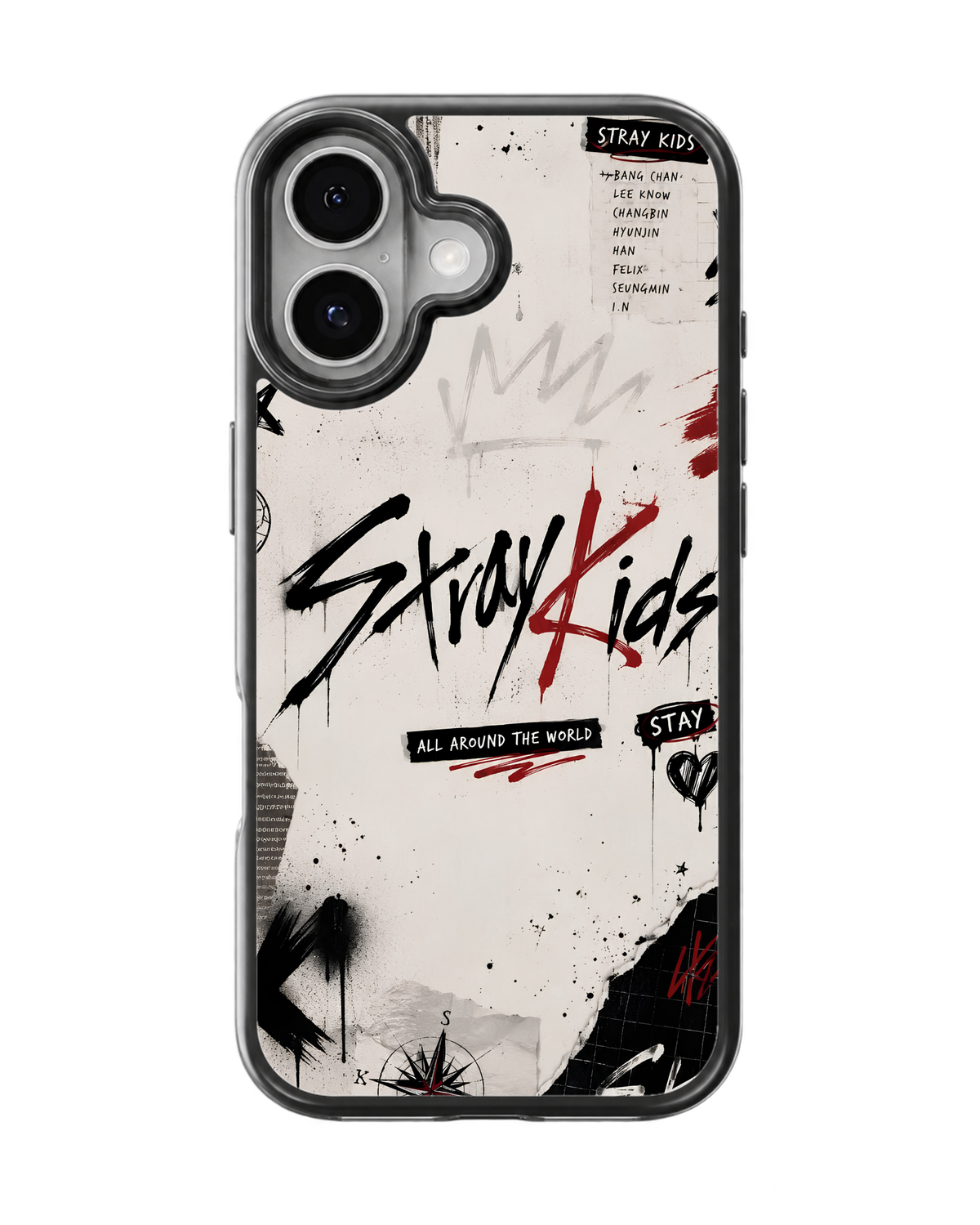 Stray Kids Graffiti Streetwear Black Red Aesthetic Premium Glass Covr