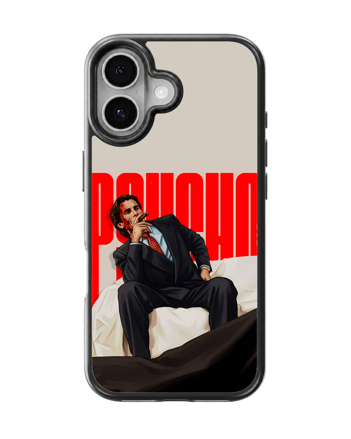 American Psycho Patrick Bateman Red Poster Aesthetic Premium Glass Covr