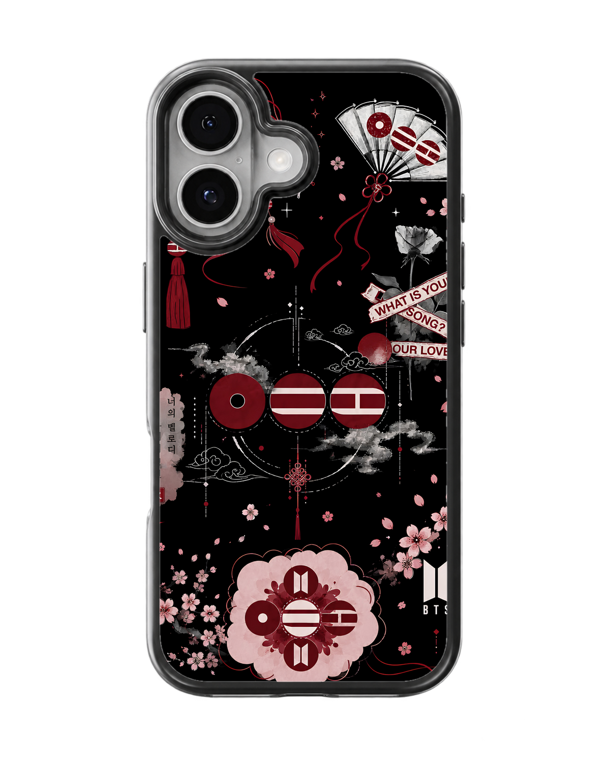 BTS Korean Traditional Art Black Aesthetic Premium Glass Covr
