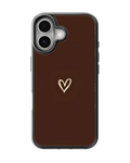 Minimal Brown Heart Doodle Aesthetic Cute Premium Glass Covr