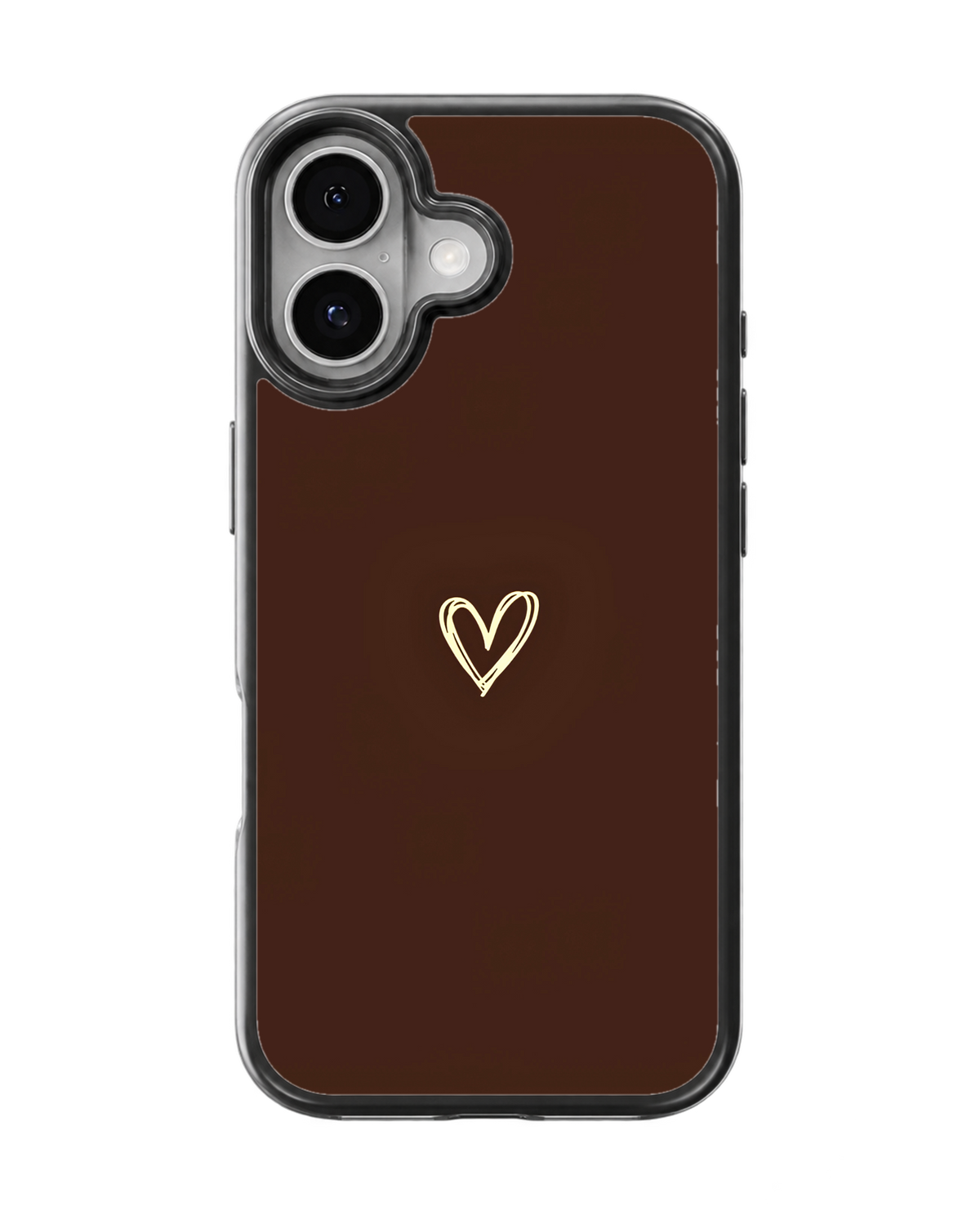 Minimal Brown Heart Doodle Aesthetic Cute Premium Glass Covr