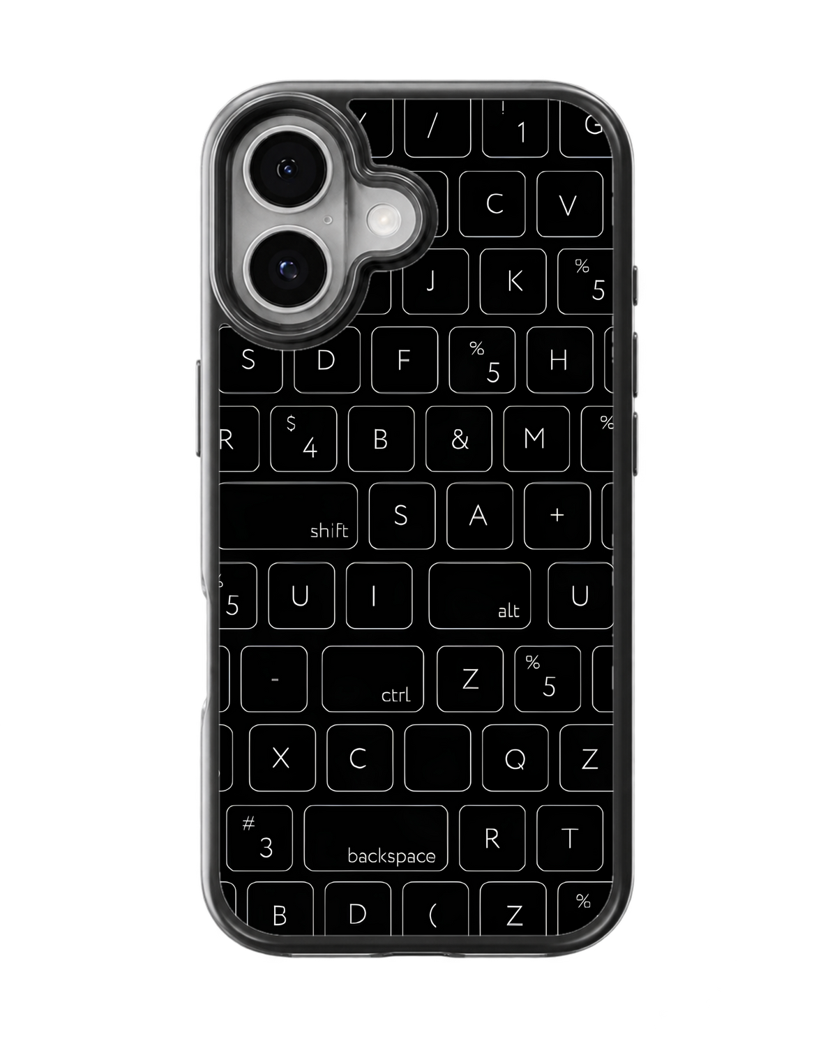 Black Keyboard Pattern Premium Glass Phone Covr