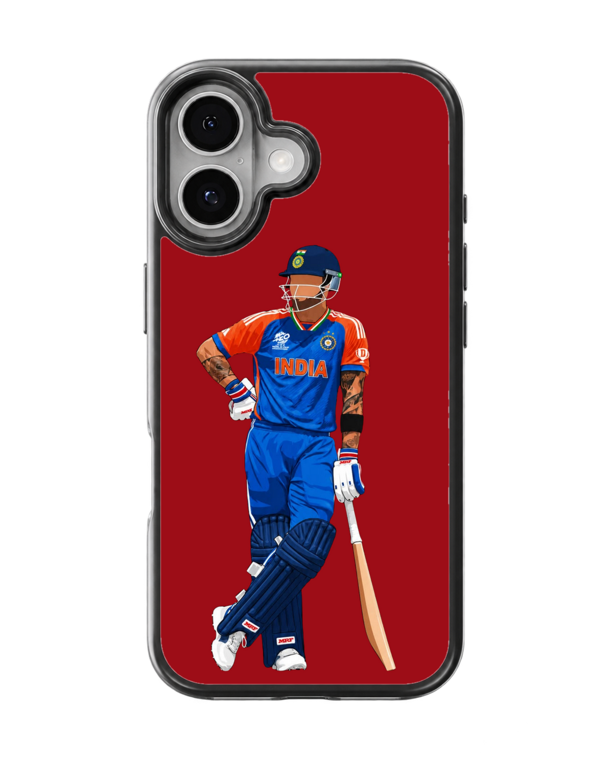 Virat Kohli Silhouette Indian Cricket Premium Glass Covr