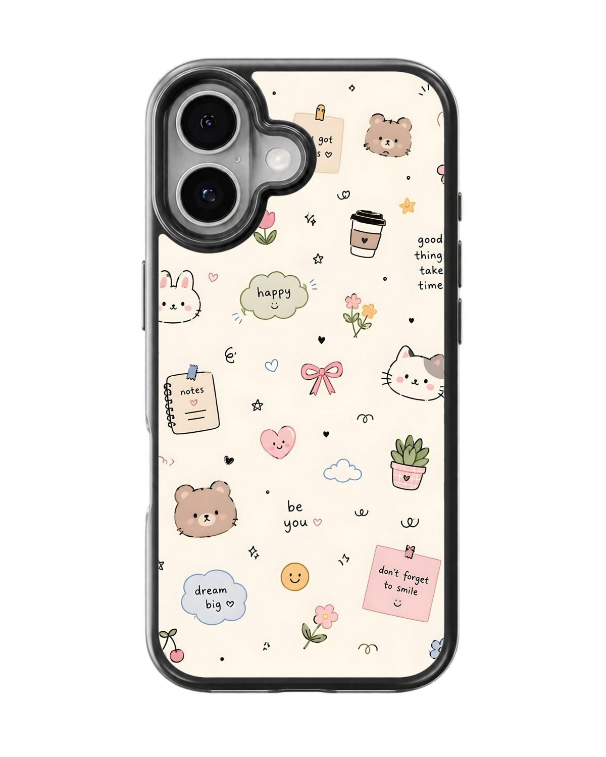 Happy Doodles – Cartoon Premium Glass Phone Covr