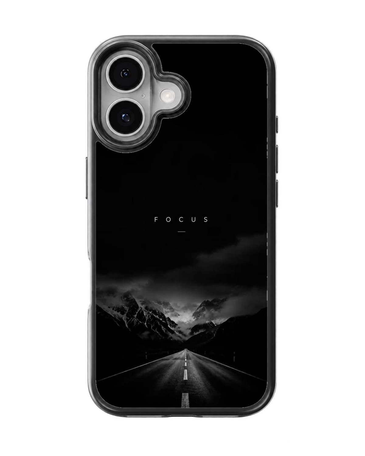 Focus Mountain Road Black & White Minimalist Motivation Premium Glass Covr