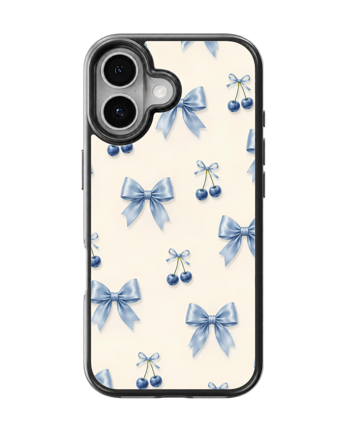 Blue Cherry Bow Aesthetic Premium Glass Covr