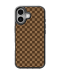 Brown Checkerboard Aesthetic Retro Minimalist Premium Glass Covr