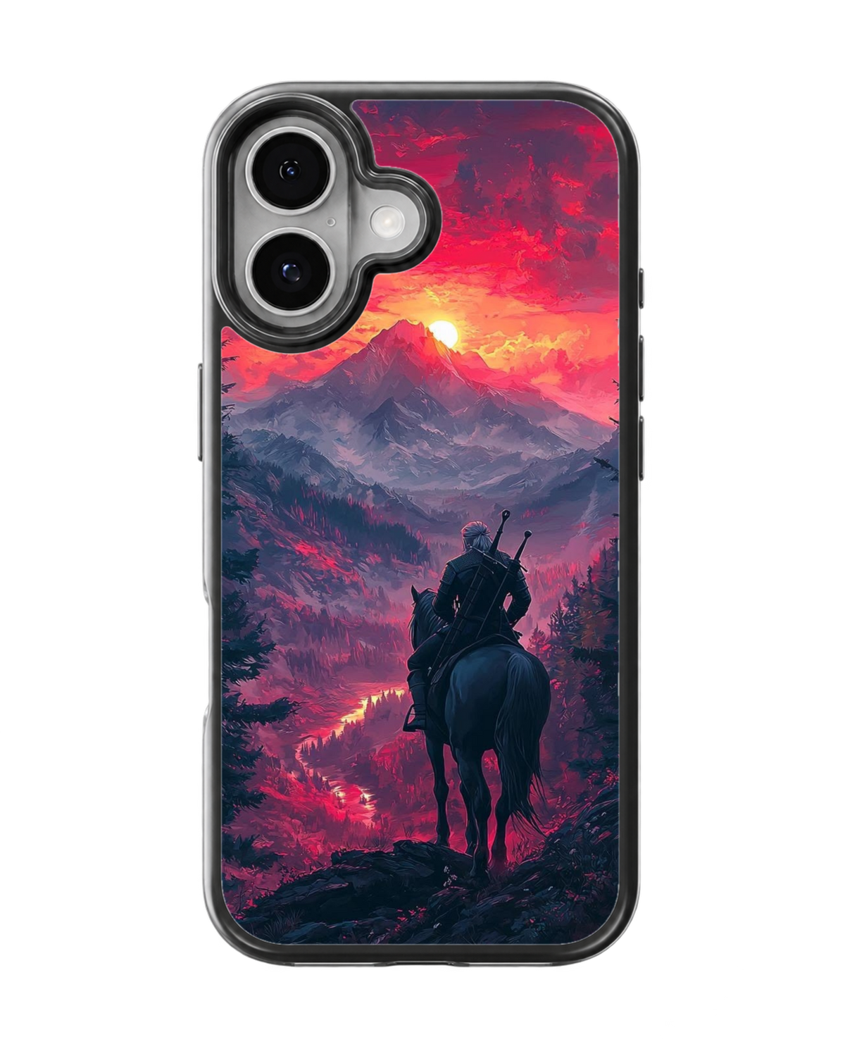 The Witcher Geralt of Rivia Horseback Mountain Fantasy Premium Glass Covr