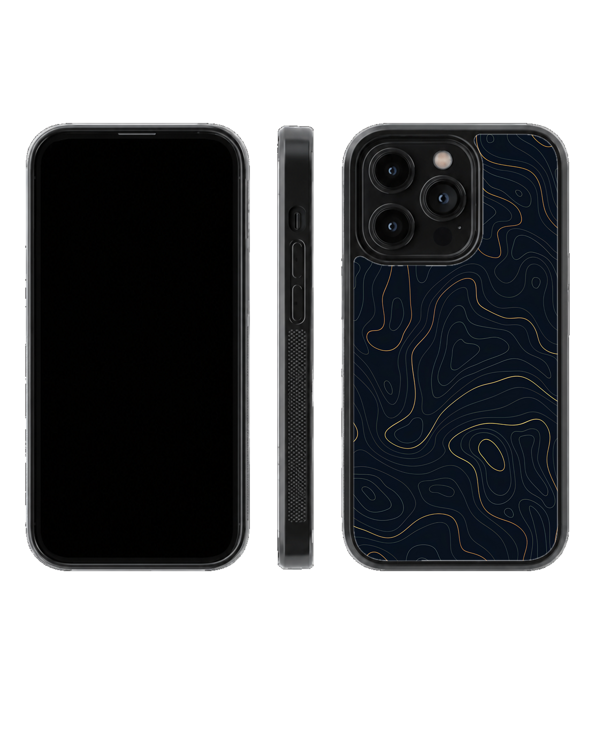 Dark Topographic Lines Premium Glass Phone Covr