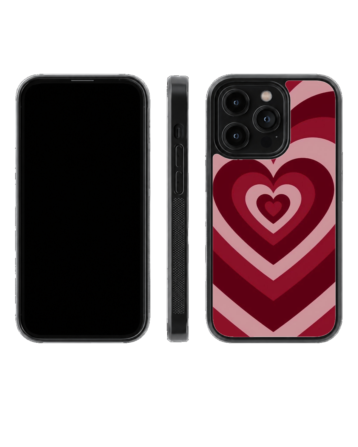 Red & Pink Layered Heart Pattern Coquette Aesthetic Premium Glass Covr