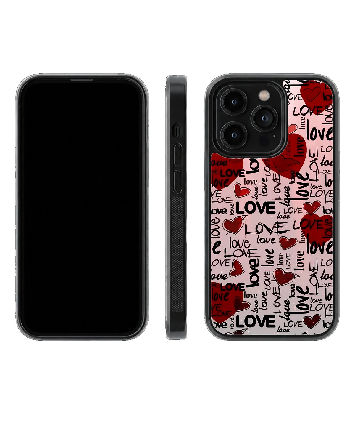 Cute Red Heart & Love Print Aesthetic Phone Covr