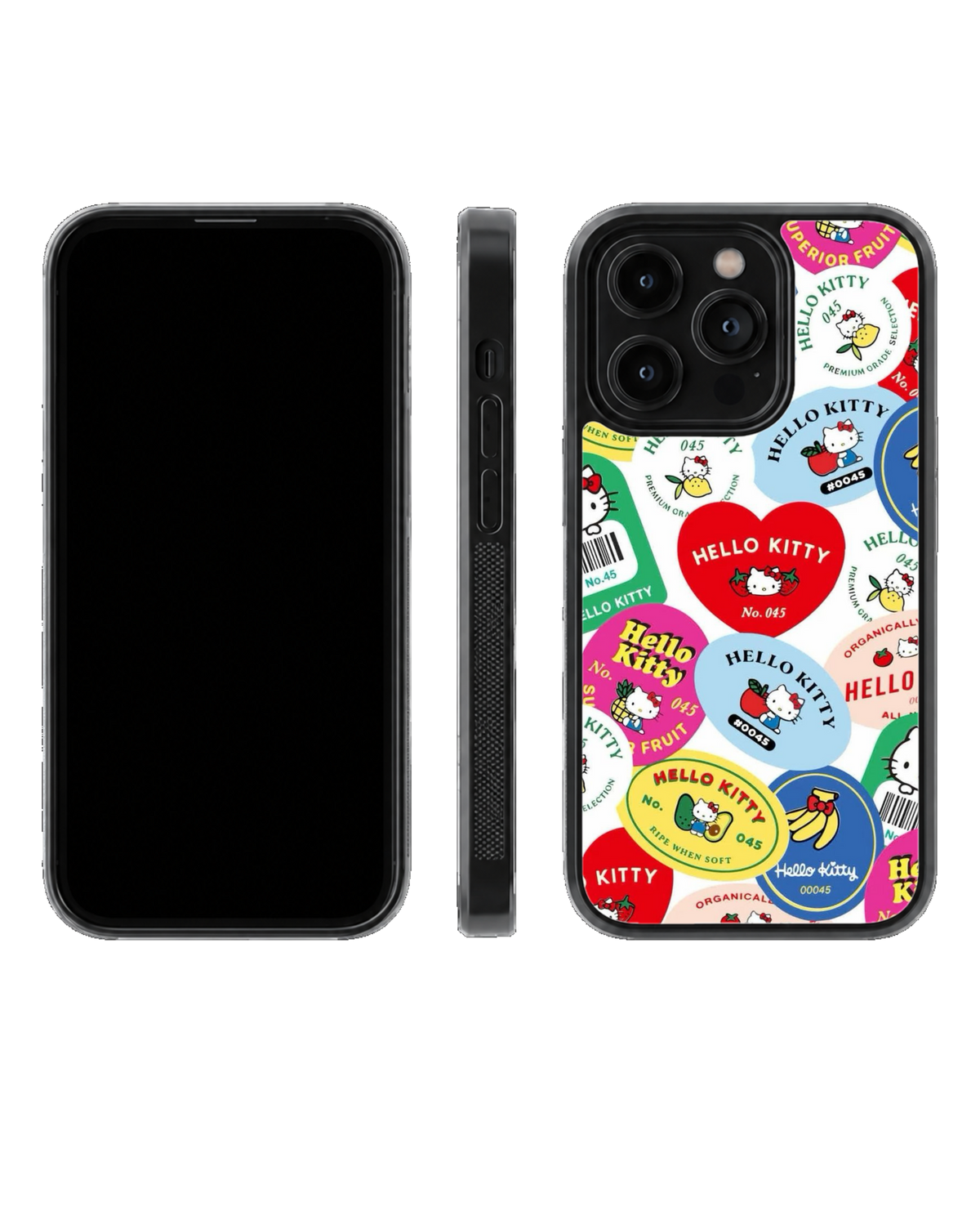 Hello Kitty Colorful Fruit Label Collage Cute Kawaii Premium Glass Covr