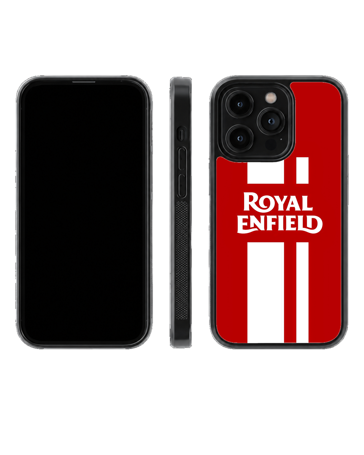 Royal Enfield Classic Motorcycle Red Racing Stripe Premium Glass Covr