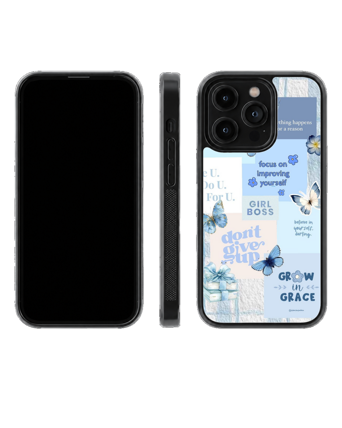 Blue Butterfly Dreams Premium Glass Phone Covr