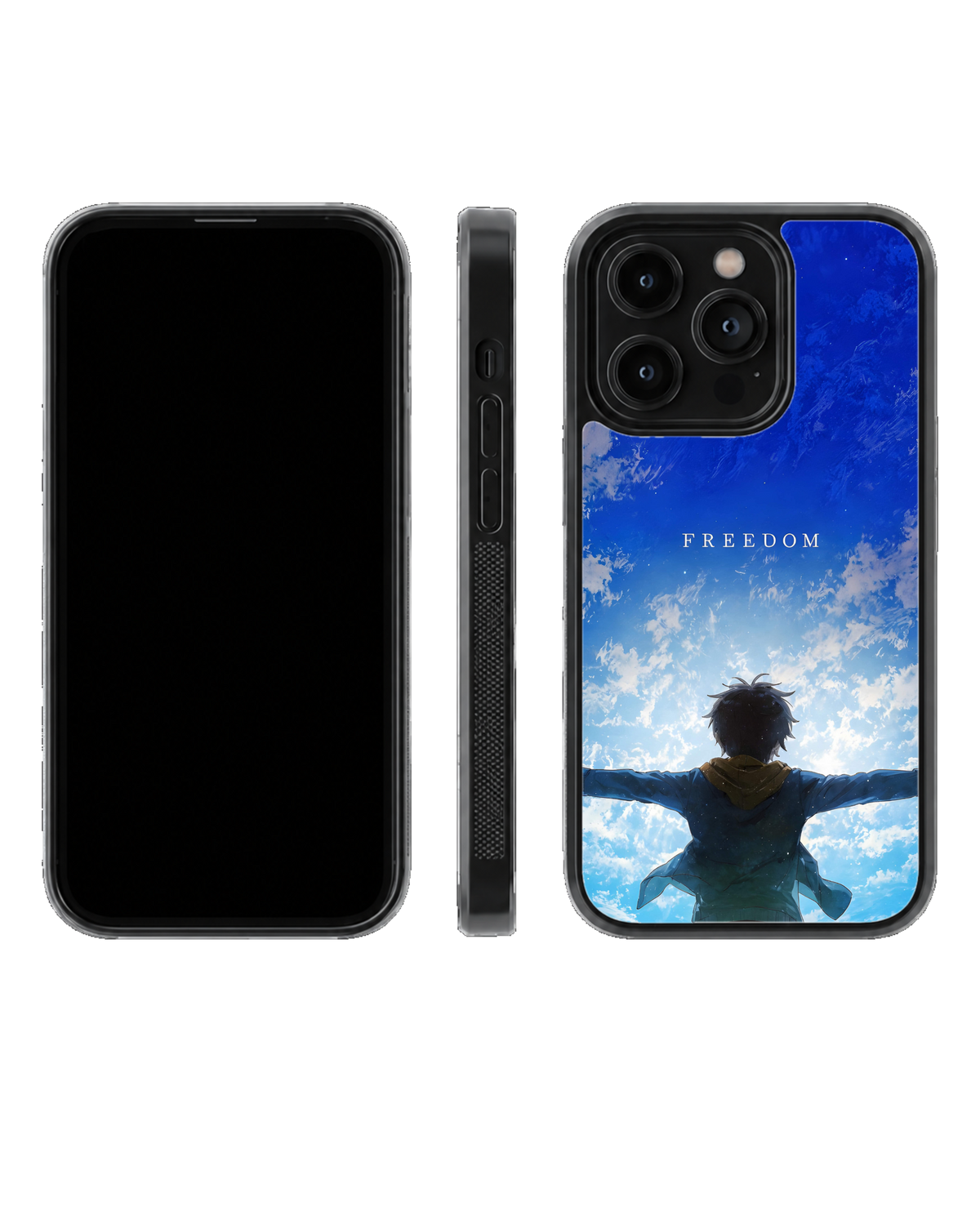 Eren Yeager AOT Freedom Blue Theme Glass Phone Covr