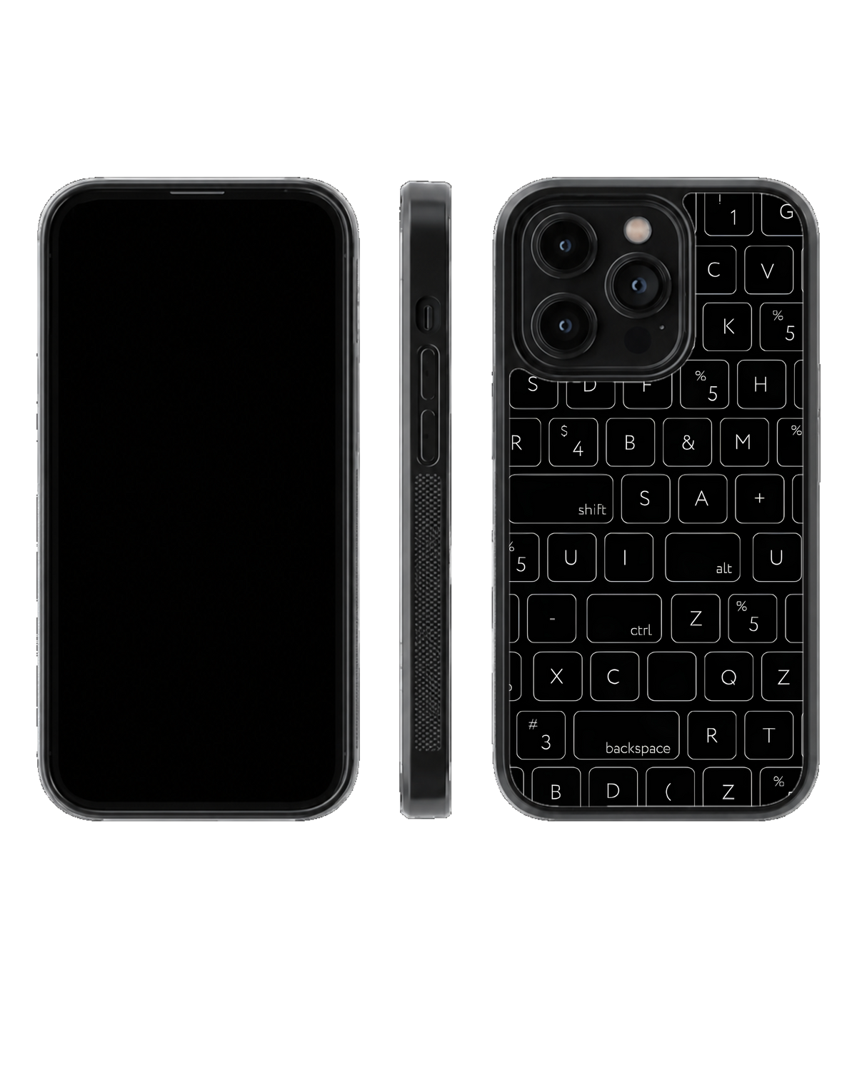 Black Keyboard Pattern Premium Glass Phone Covr