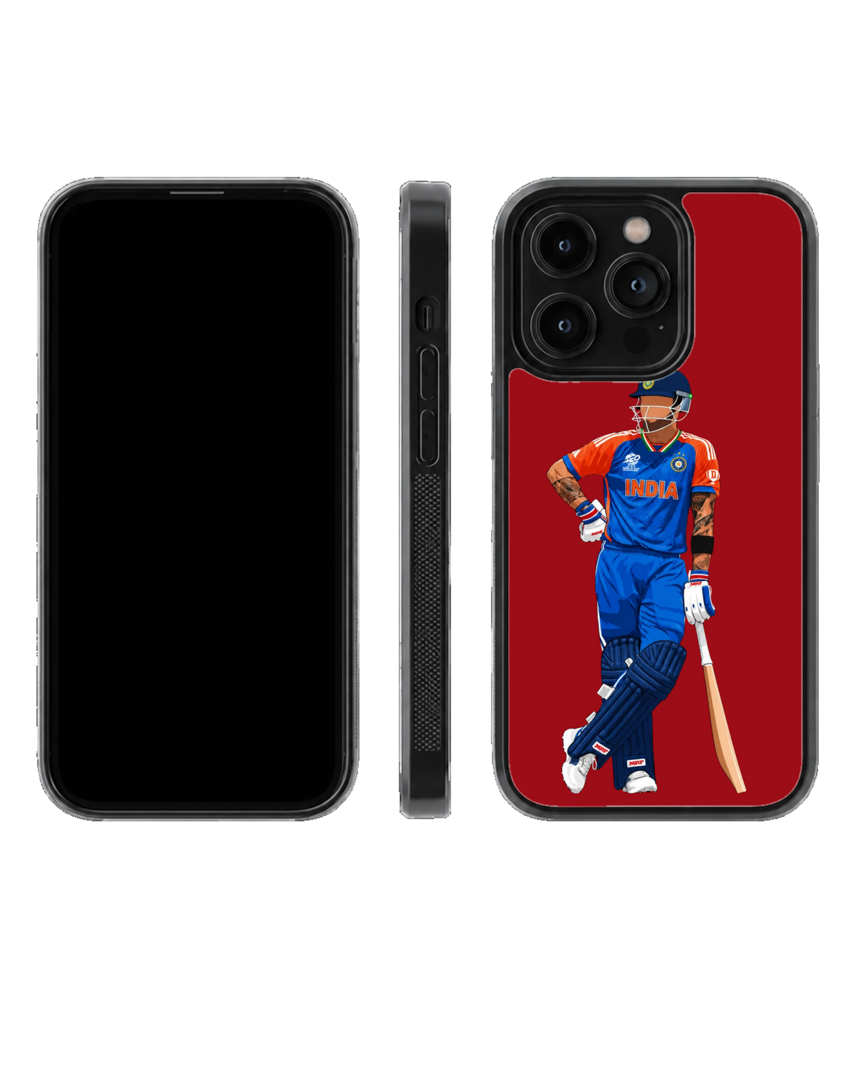 Virat Kohli Silhouette Indian Cricket Premium Glass Covr
