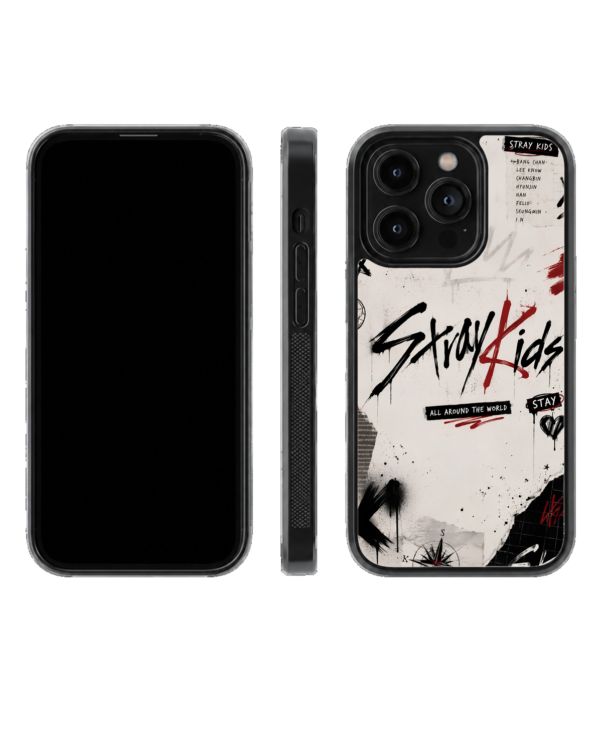 Stray Kids Graffiti Streetwear Black Red Aesthetic Premium Glass Covr