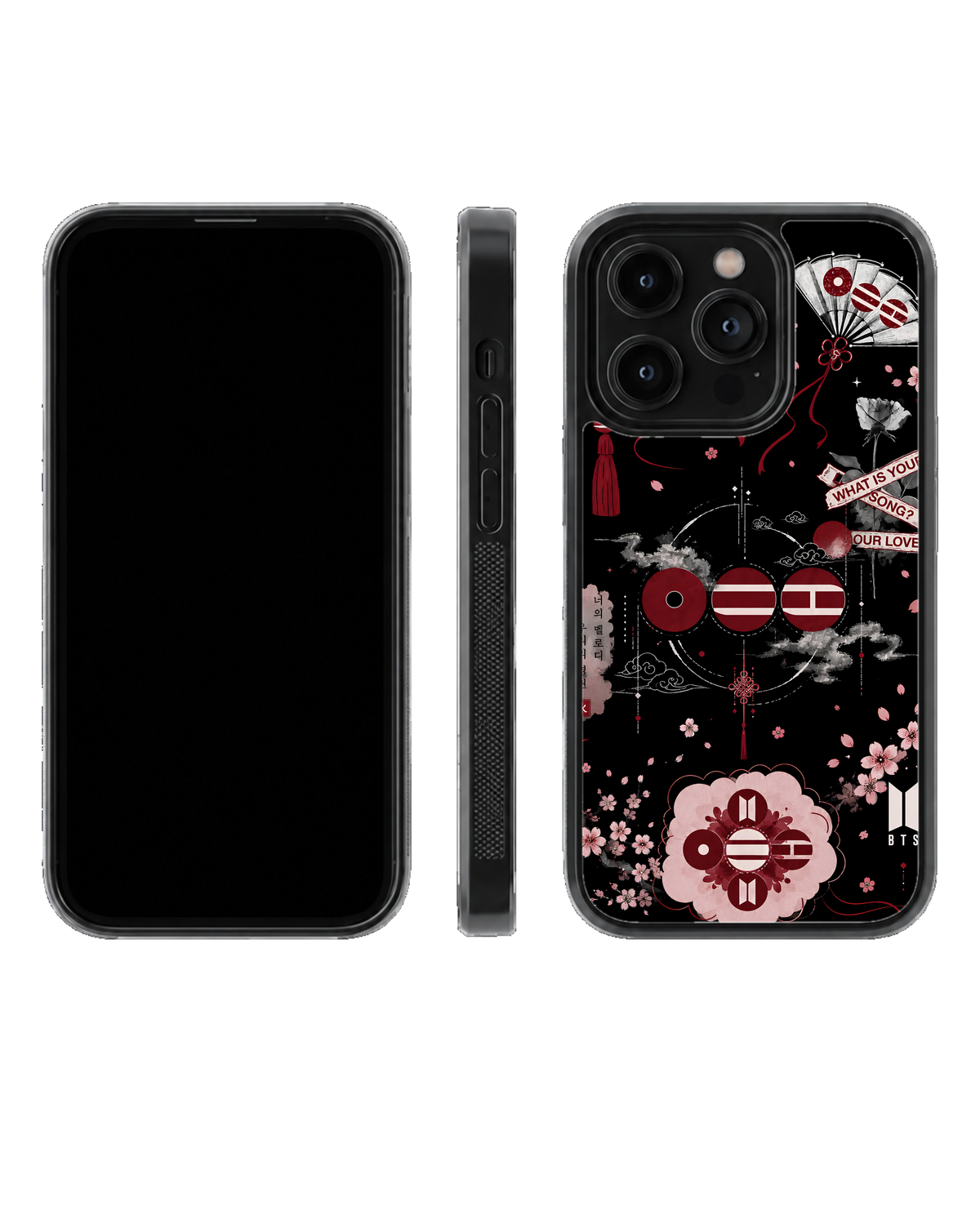 BTS Korean Traditional Art Black Aesthetic Premium Glass Covr
