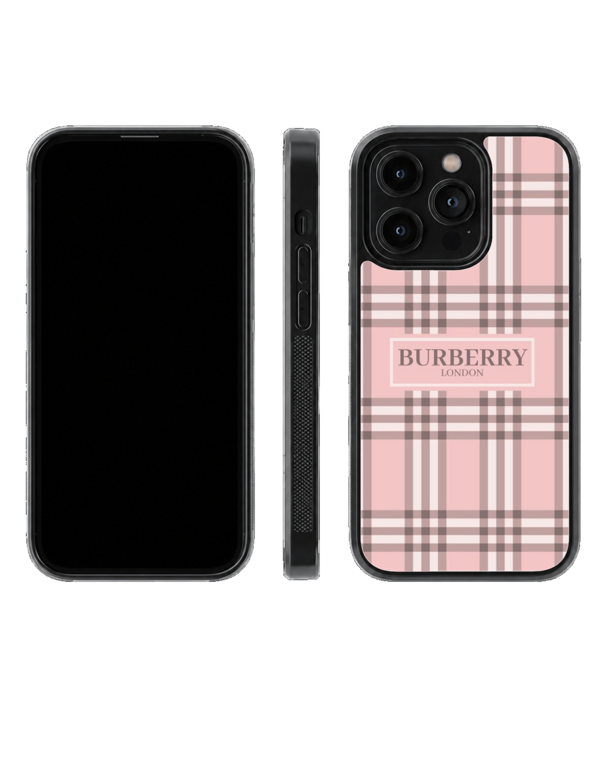 Burberry London Pink Check Plaid Luxury Fashion Premium Glass Covr