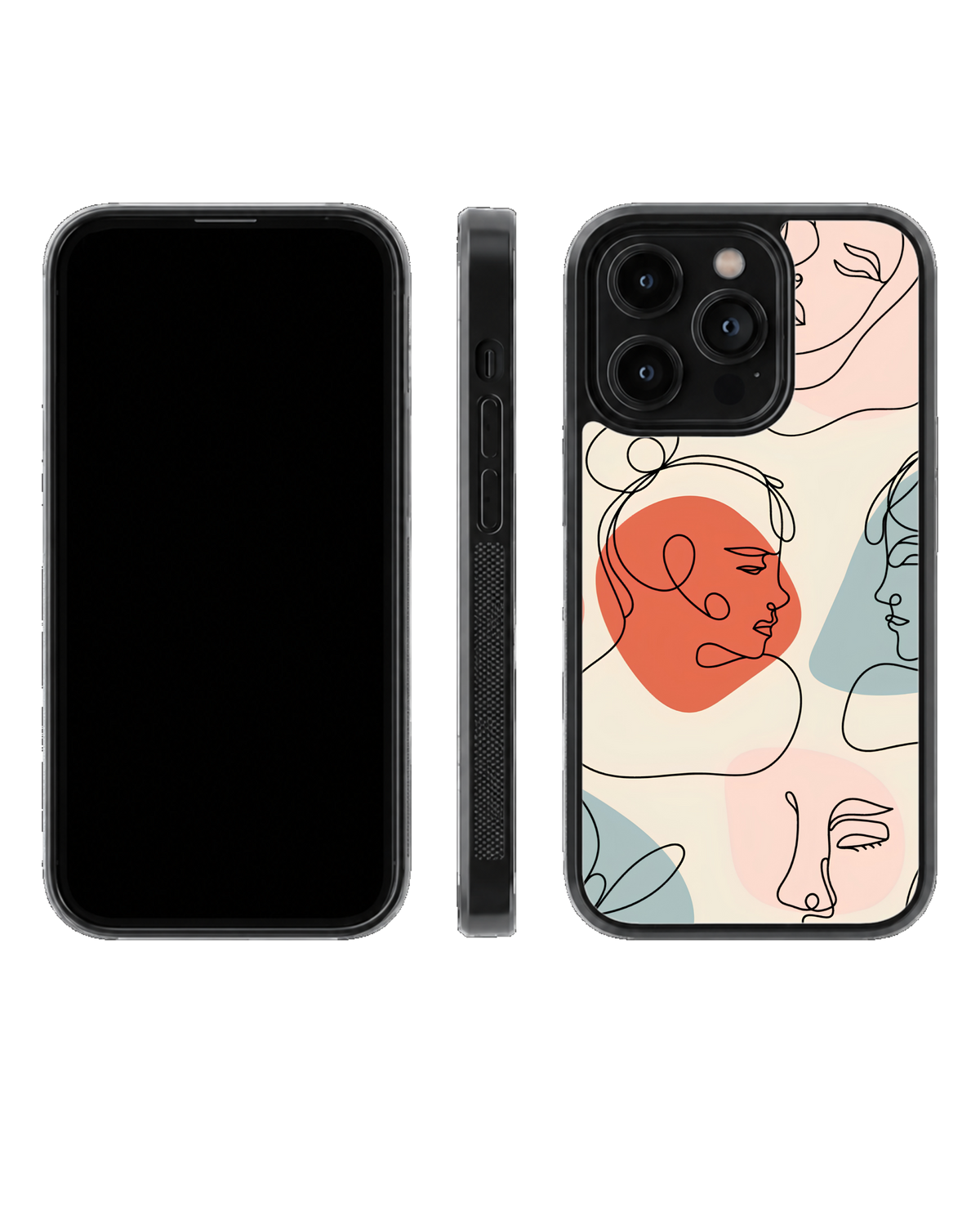 Abstract Line Art Faces Premium Glass Phone Covr